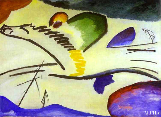 Lyrisk mand på en hest - Vassily Kandinsky - Reproduktioner af malerier og højkvalitets malerier