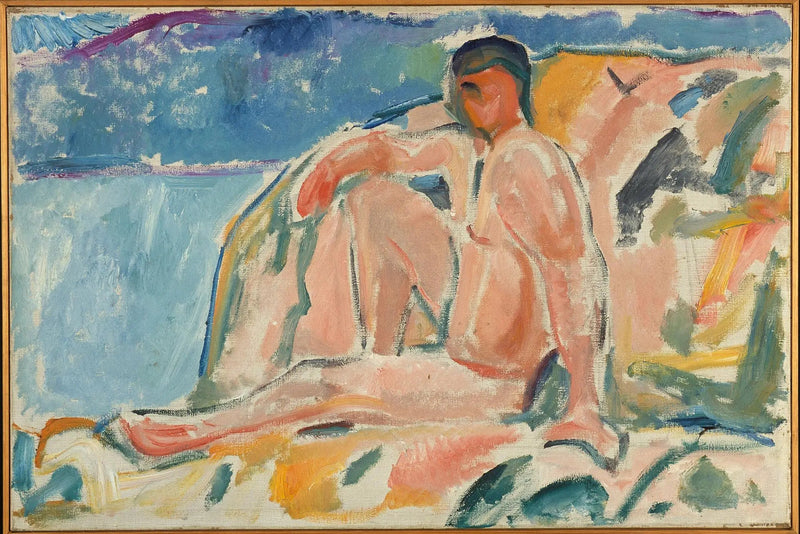 Nøgen mand på en klippe - Edvard Munch