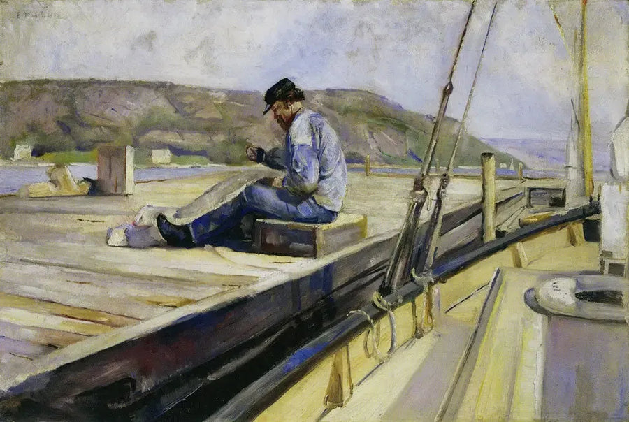 Mand der reparerer et net - Edvard Munch