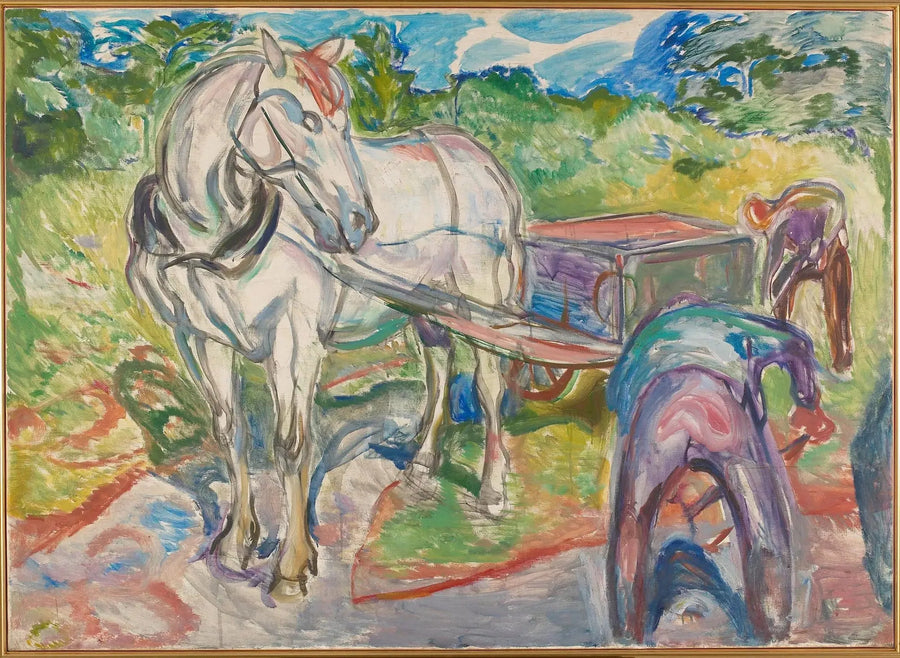 Mænd der graver med hest og vogn - Edvard Munch