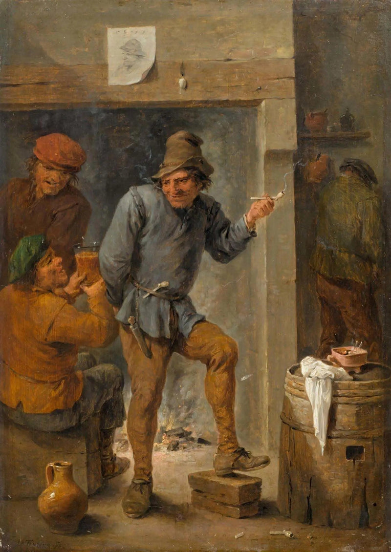 Mænd, der ryger og drikker i en taverne - David Teniers den Yngre