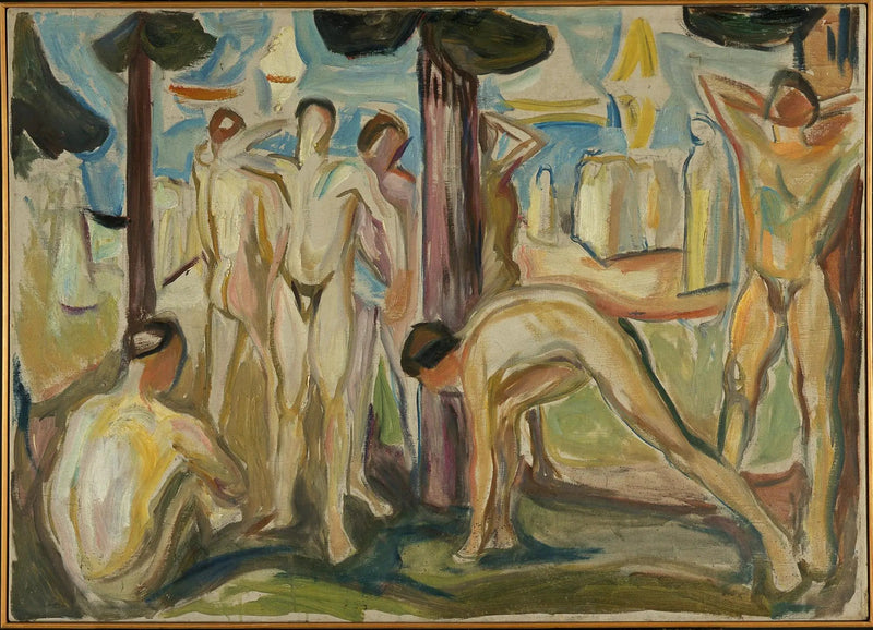 Nøgne mænd i et landskab - Edvard Munch
