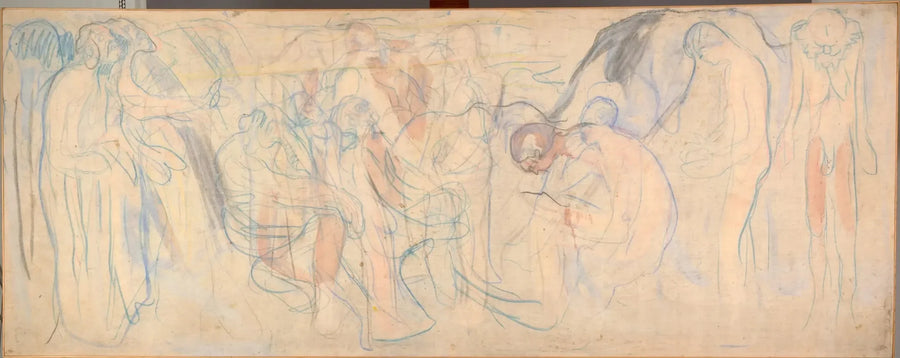 Nøgne mænd i et landskab - Edvard Munch