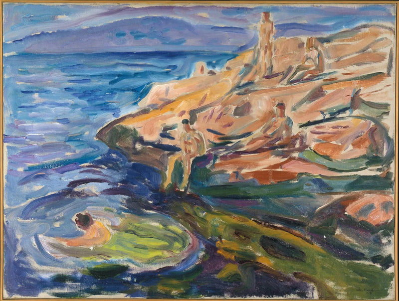 Mænd der bader på klipperne - Edvard Munch