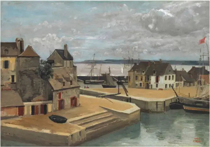 Honfleur, Huse på kajen - Jean-Baptiste Camille Corot
