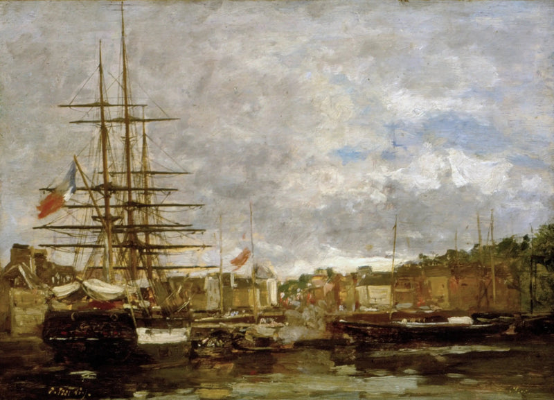 Honfleur - Skibe fortøjet i havnen - Eugène Boudin