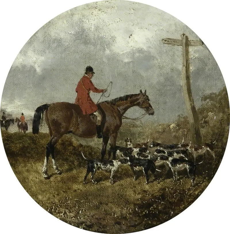 Otte cirkulære jagtscener med rævejagt: jæger og hunde - John Frederick Herring, Sr.
