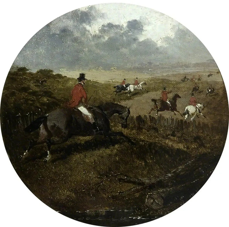 Otte cirkulære jagtscener på ræv: hundene hyler højt, efterfulgt af marken - John Frederick Herring, Sr.