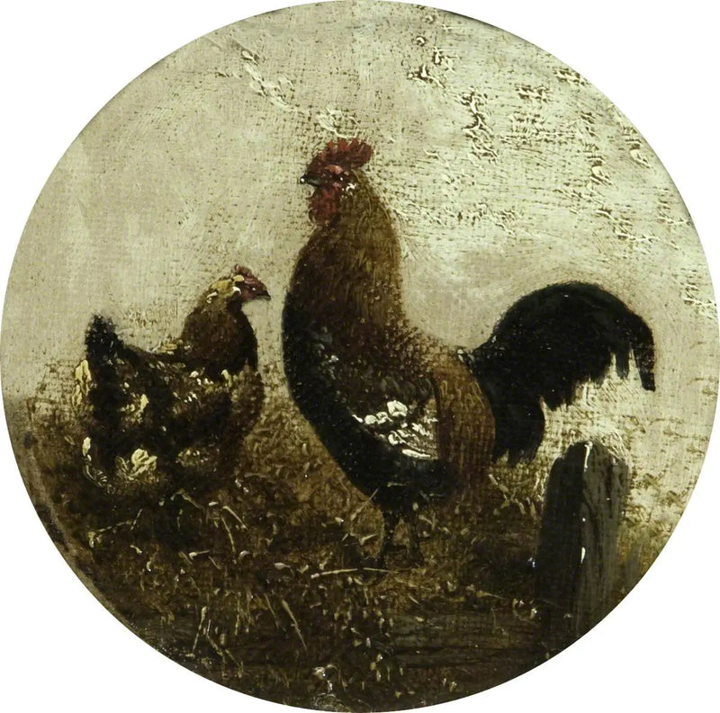 Otte cirkulære landbrugsscenerier: hane og høne - John Frederick Herring, Sr.