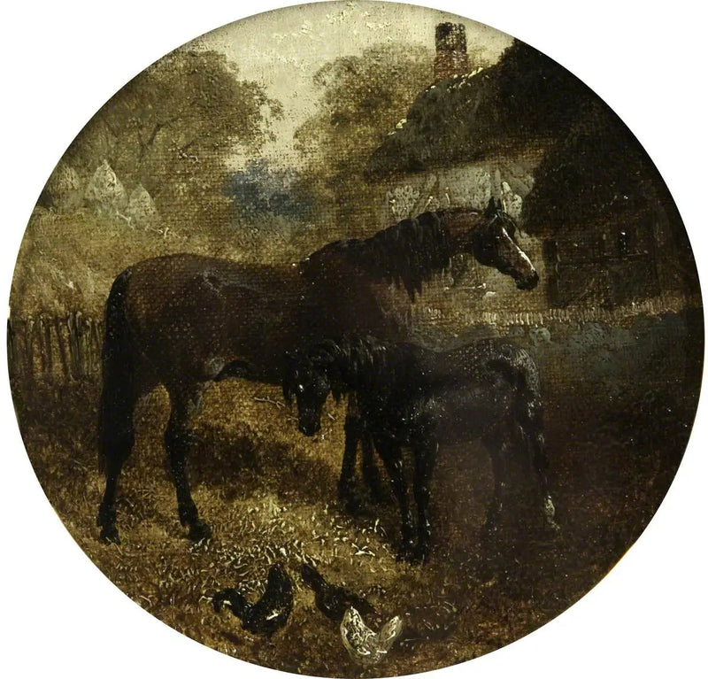 Otte cirkulære landbrugsscenerier: hoppe og føl - John Frederick Herring, Sr.