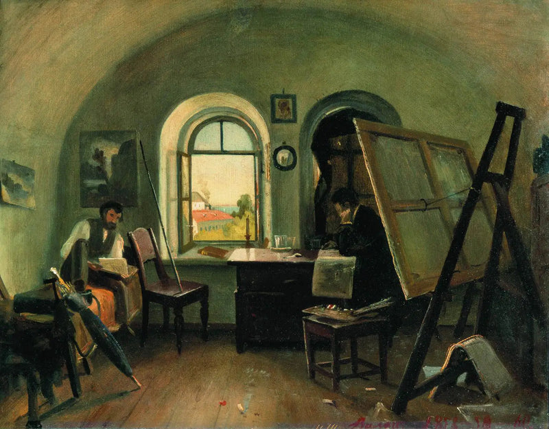I. I. Shishkin og A. V. Gine i studiet på Valaam-øen - Ivan Chichkine