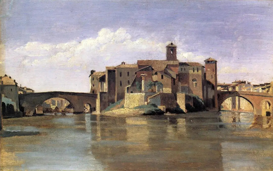 Île de San Bartolomeo - Jean-Baptiste Camille Corot image 1 copie peinte à la main à l’huile