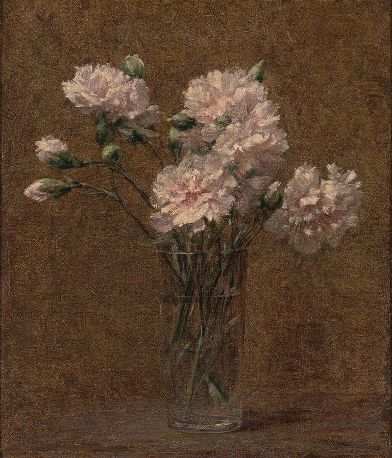 Hvide nelliker i et glas - Henri Fantin-Latour