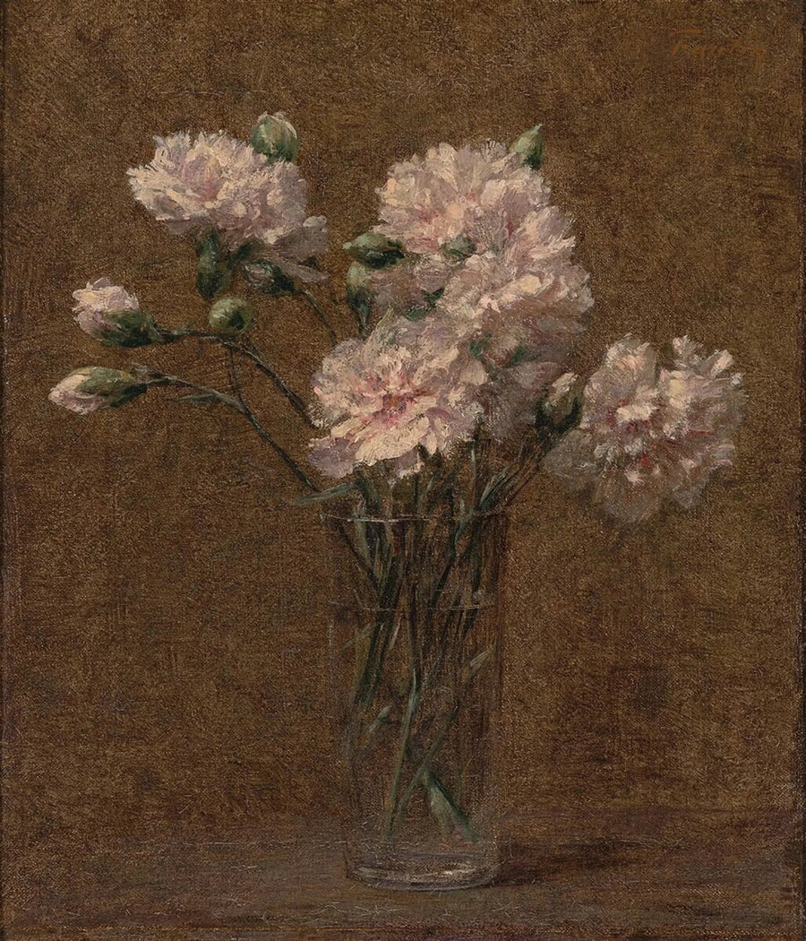 Hvide nelliker i et glas - Henri Fantin-Latour