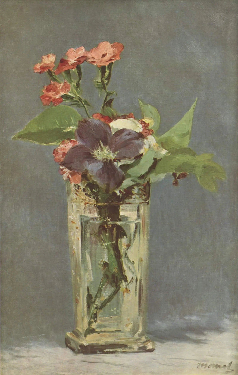 Nelliker og klematis i en krystalvase - Édouard Manet