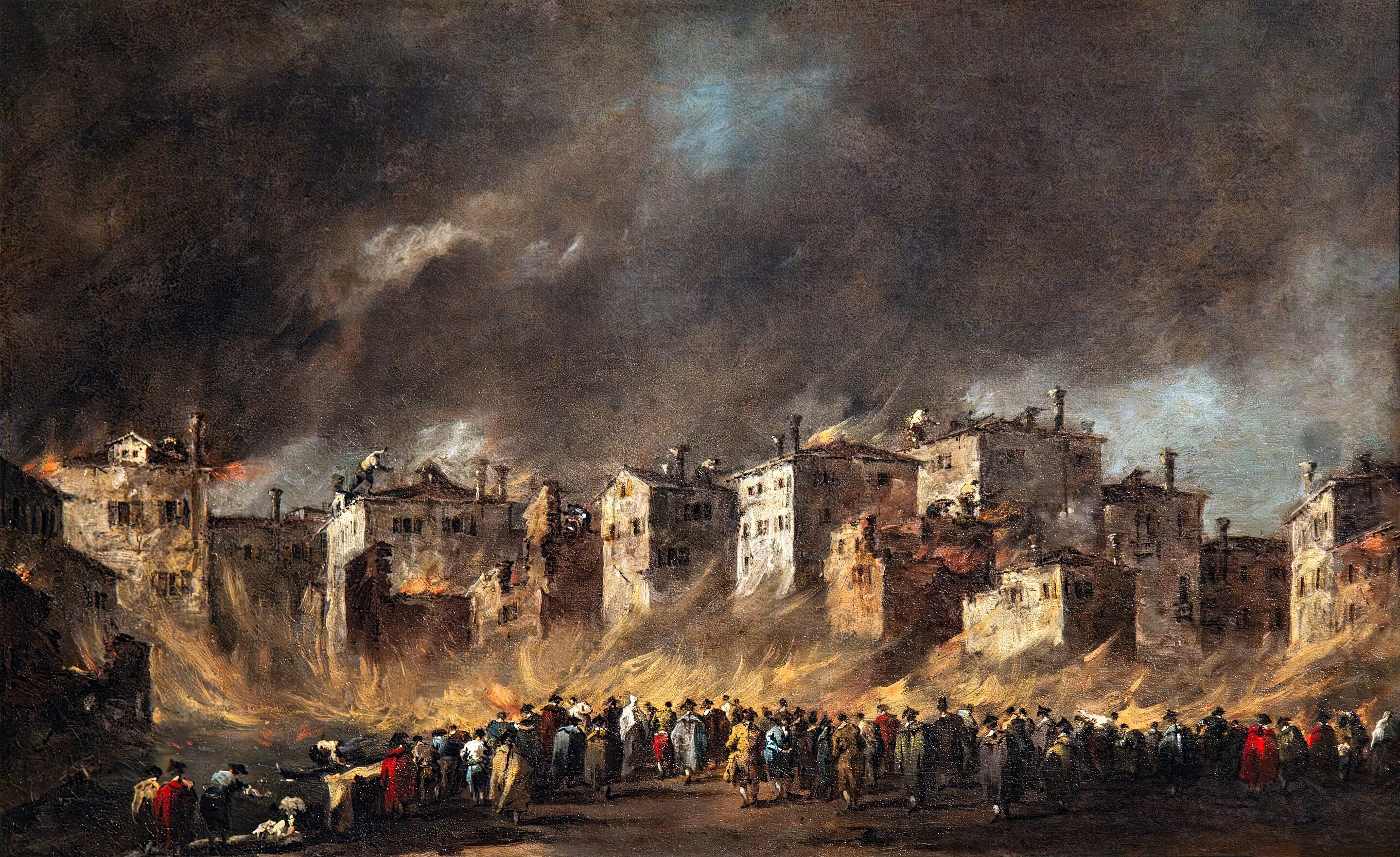 Incendie du dépôt d'huile de San Marcuola - Francesco Guardi image 1 reproduction de peinture à l’huile
