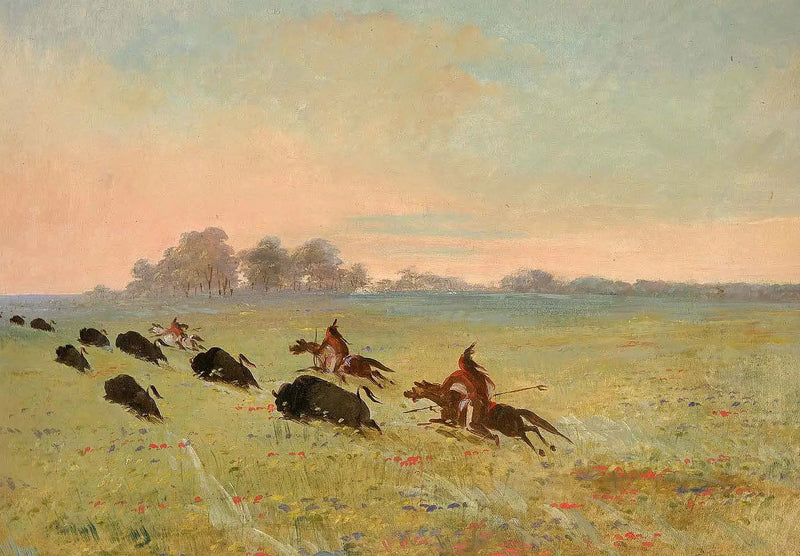 Indiens Comanches jager bison - George Catlin