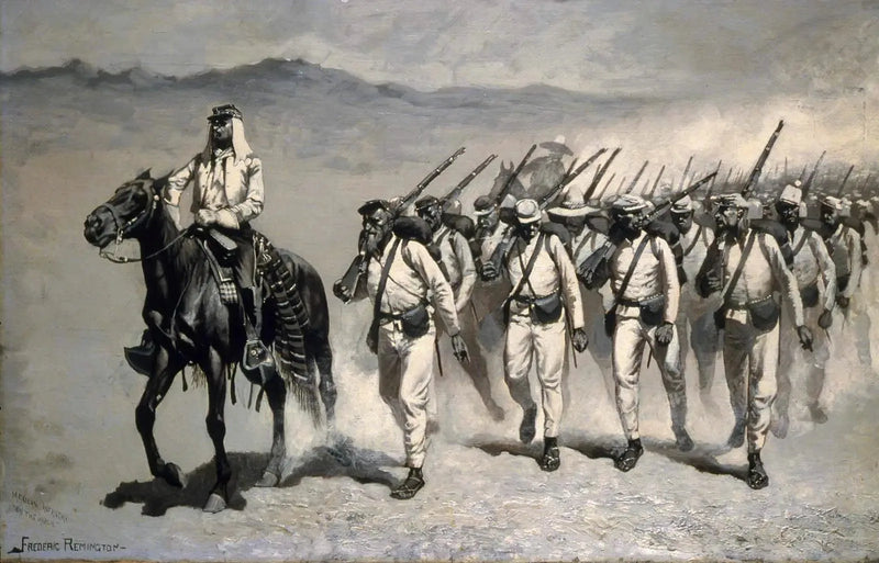 Mexicansk infanteri « På vej » - Frederic Remington