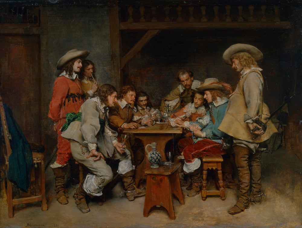 Innocents et tricheurs aux cartes - Ernest Meissonier image 1 copie peinte à la main à l’huile
