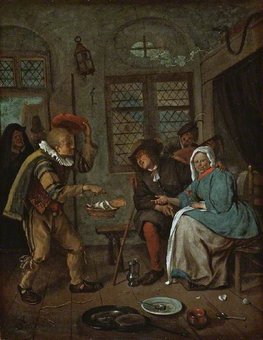 Intérieur avec figures - Jan Steen image 1 reproduction artisanale de tableau