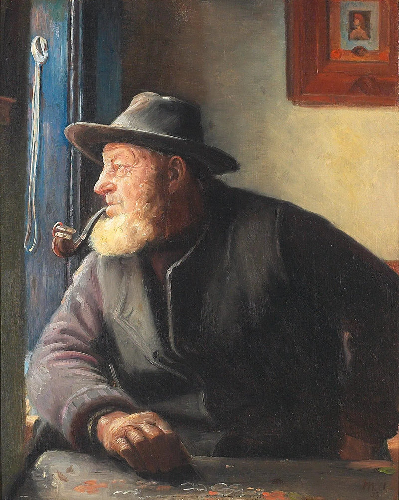 Interiør med fisker Ole Svendsen i vinduet. - Michael Peter Ancher