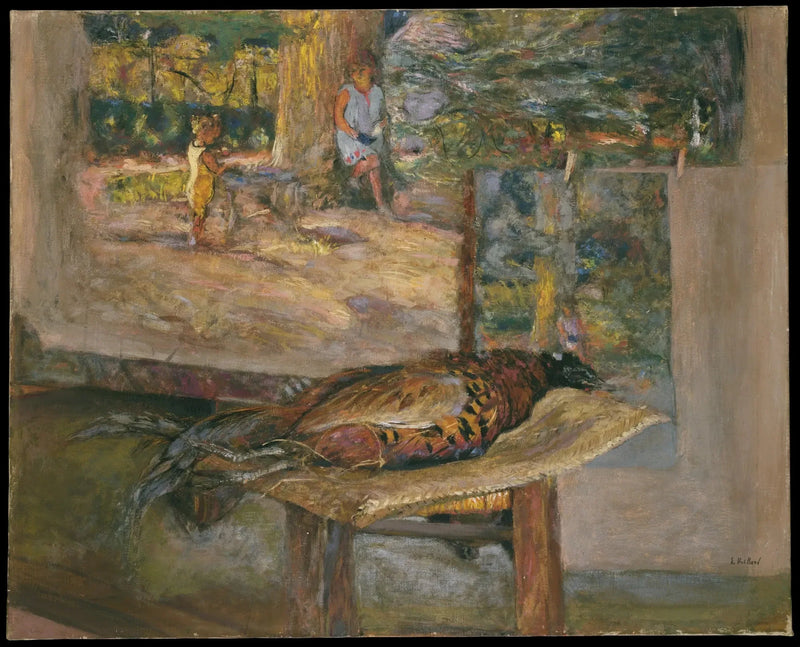 Indretningsdetaljer med malerier og fasan - Édouard Vuillard