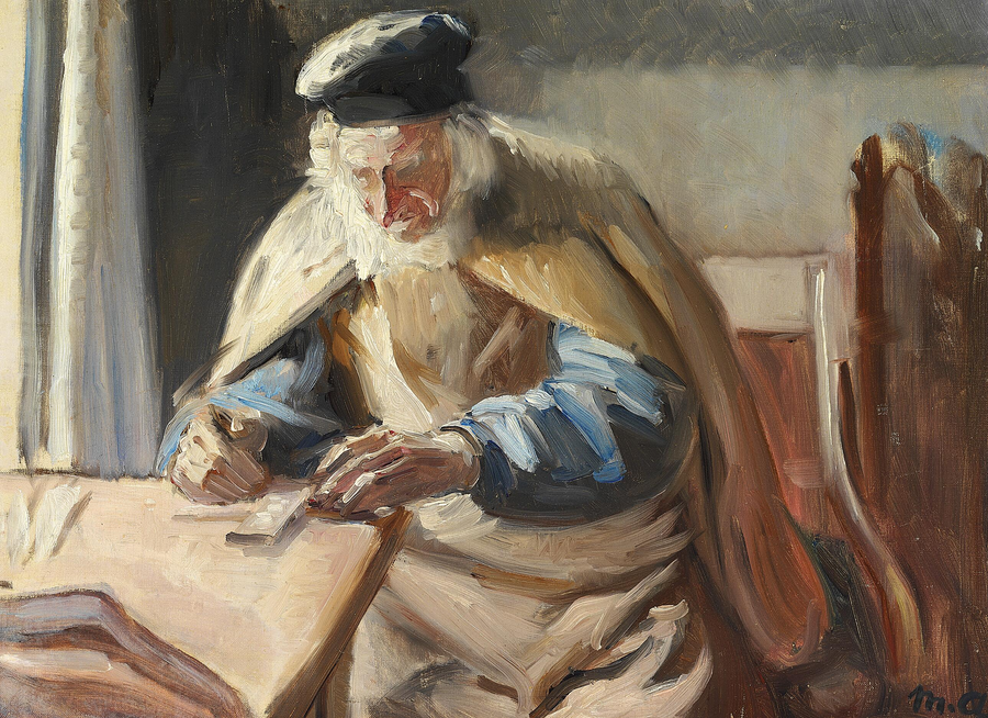 Interiør med en gammel mand. - Michael Peter Ancher