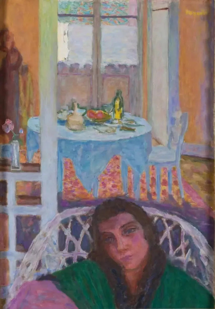 Indretning med en kvinde i en kurvestol - Pierre Bonnard