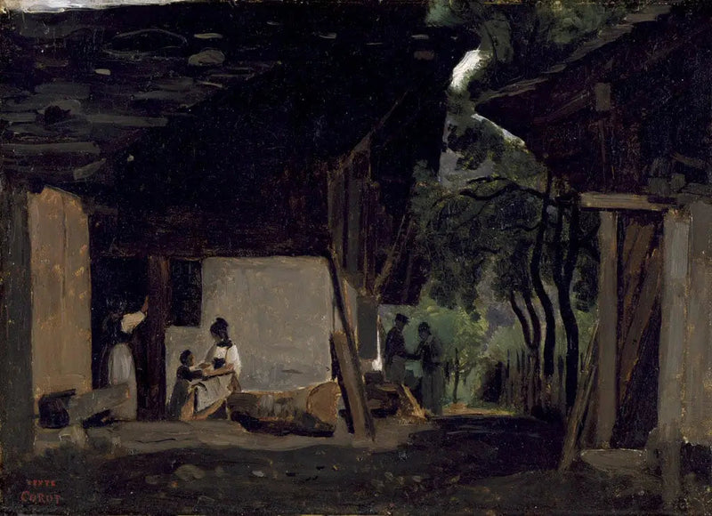 Interiør af en hytte i Bernese Oberland - Jean-Baptiste Camille Corot