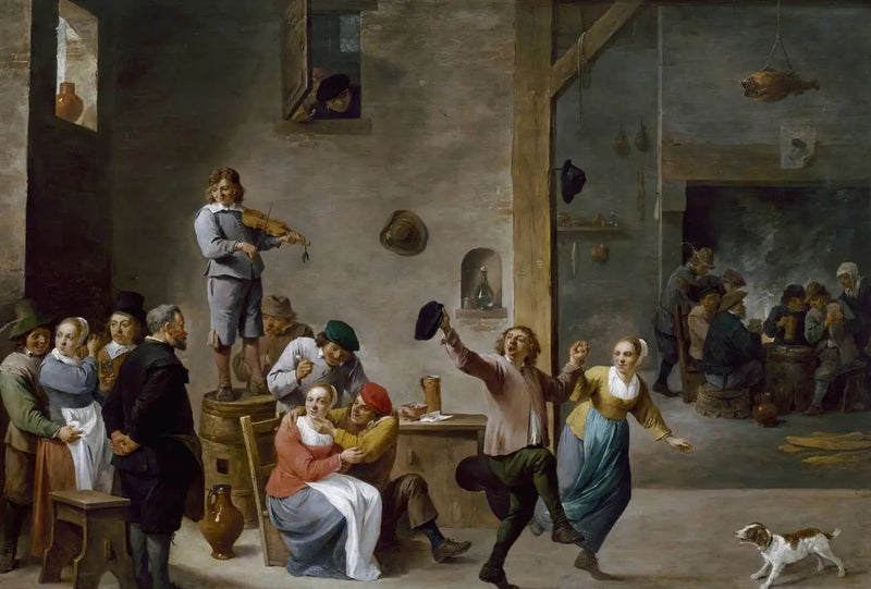 Indre af en kro med dansende bønder - David Teniers den Yngre