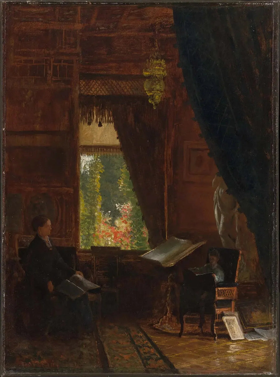 Indre af et bibliotek - Albert Bierstadt