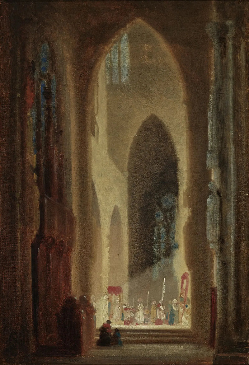 Indre af kirken med procession - Carl Spitzweg