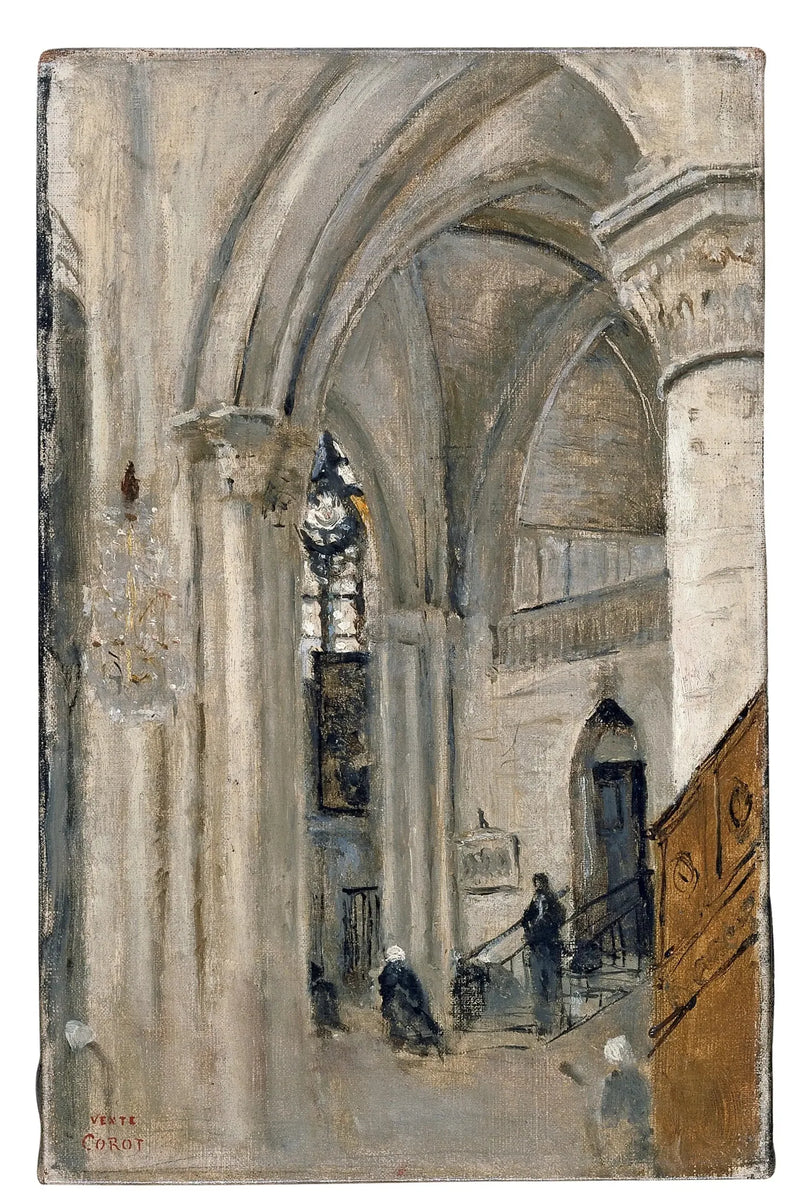 Interiør af Mantes' kirke - Jean-Baptiste Camille Corot