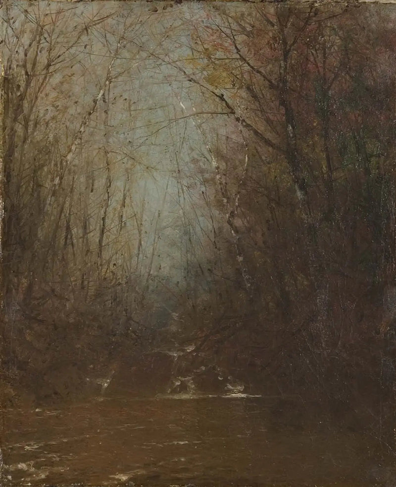 Indre af skoven med bæk - John Frederick Kensett