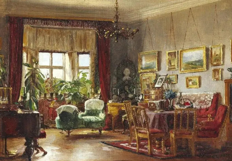 Indre af kunstnerens barndomshjem på Strandgade 30 i Christianshavn, - Peder Severin Krøyer