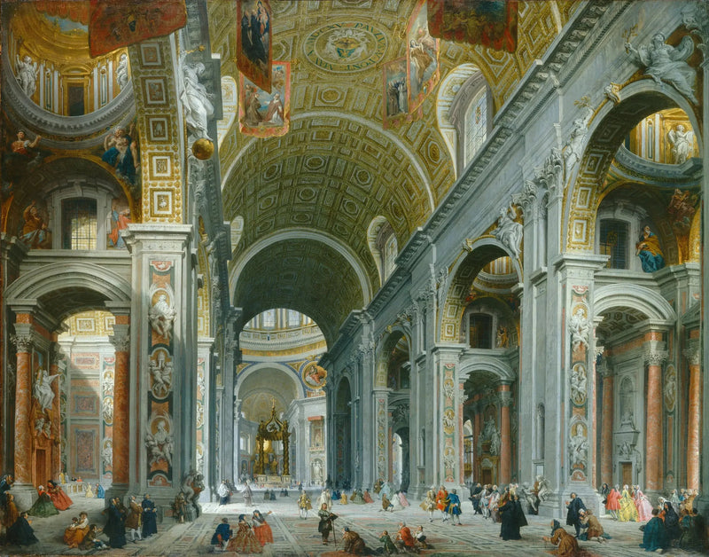 Interiør af Sankt Peter, Rom - Giovanni Paolo Panini