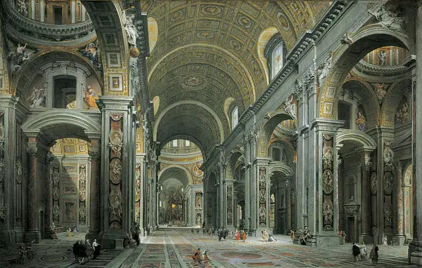 Interiør af Sankt Peter, Rom - Giovanni Paolo Panini