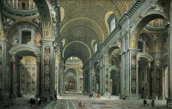 Interiør af Sankt Peter, Rom - Giovanni Paolo Panini