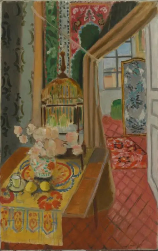 Indretning, blomster og parakitter - Henri Matisse