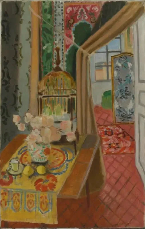 Indretning, blomster og parakitter - Henri Matisse