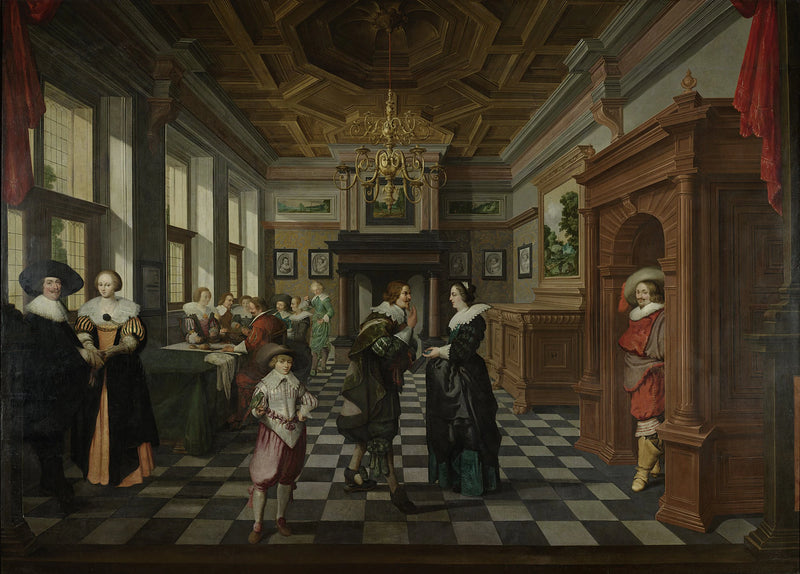 Un intérieur. Partie d'une peinture de salle en sept parties. - Dirk van Delen