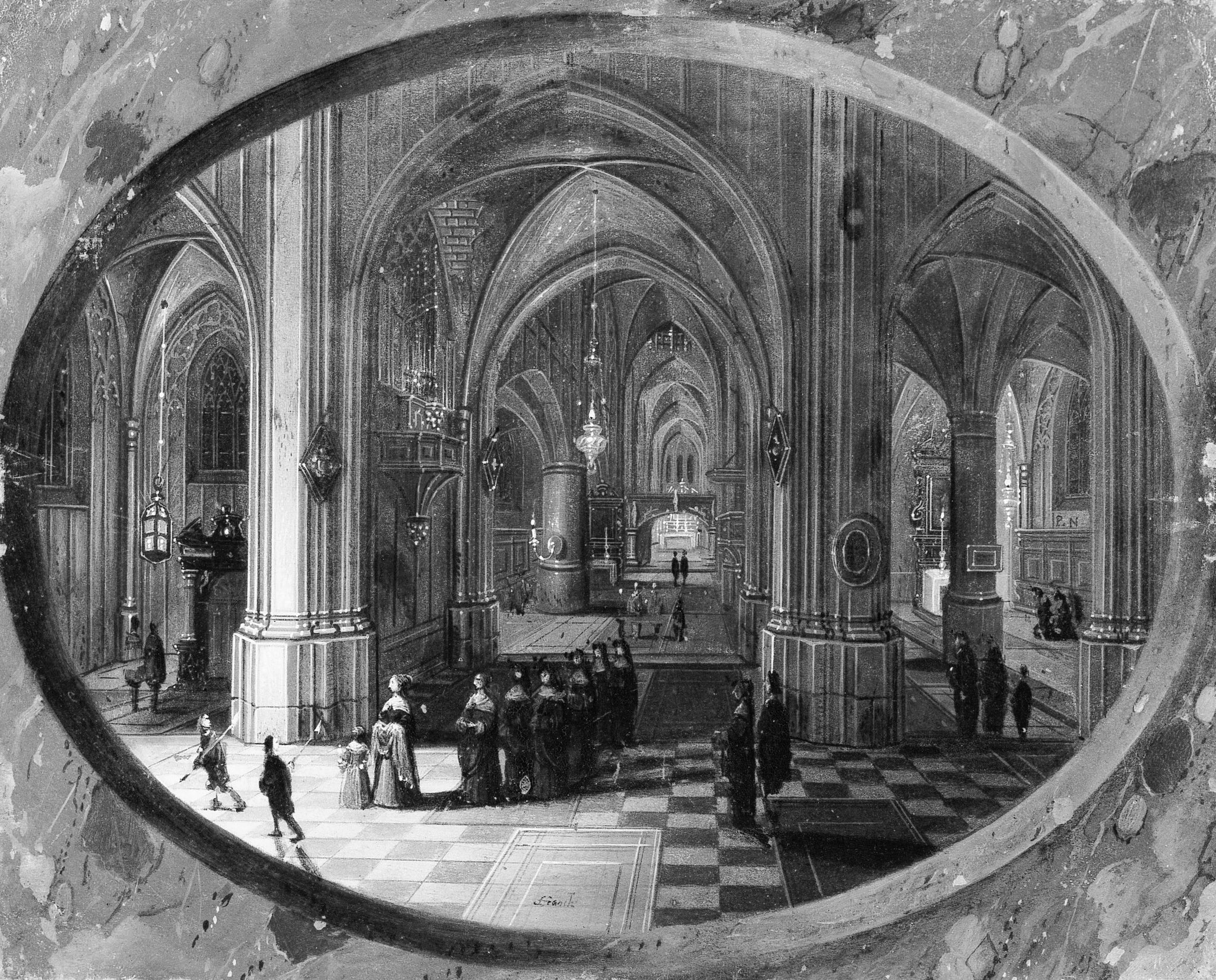 Interior of a Gothic Church at Night - Pieter Neeffs the Elder|Frans Francken III