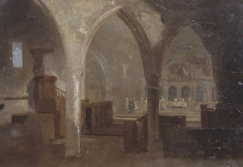 Indre af en gotisk kirke - J. M. W. Turner