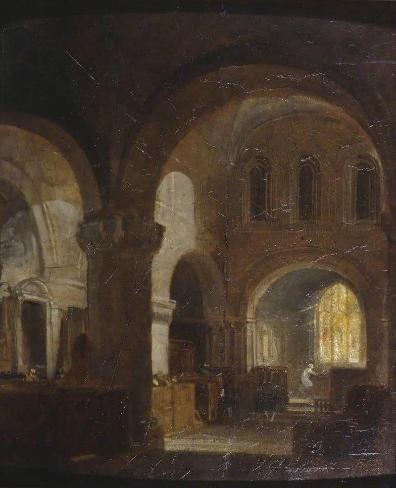 Interiør af en romansk kirke - J. M. W. Turner