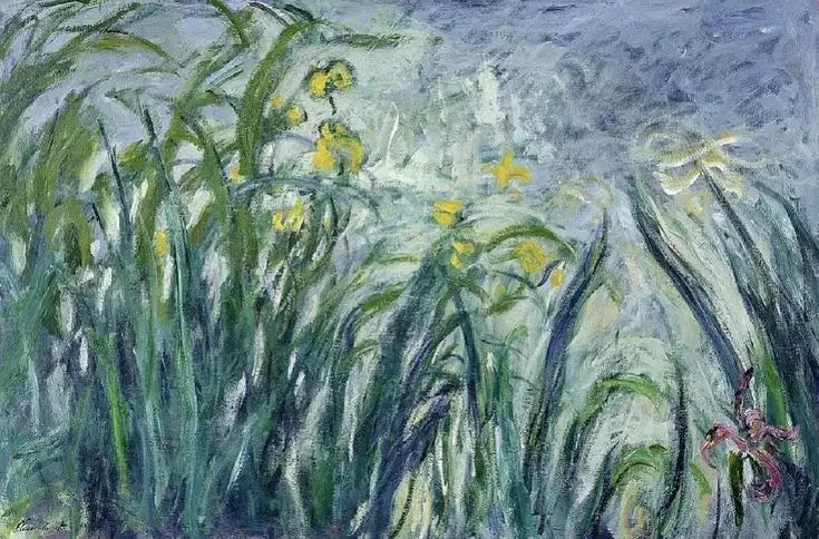 Gule og lilla iris - Claude Monet