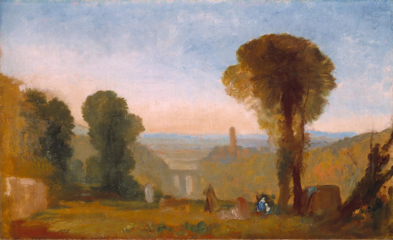 Italiensk Landskab med Bro og Tårn - J. M. W. Turner
