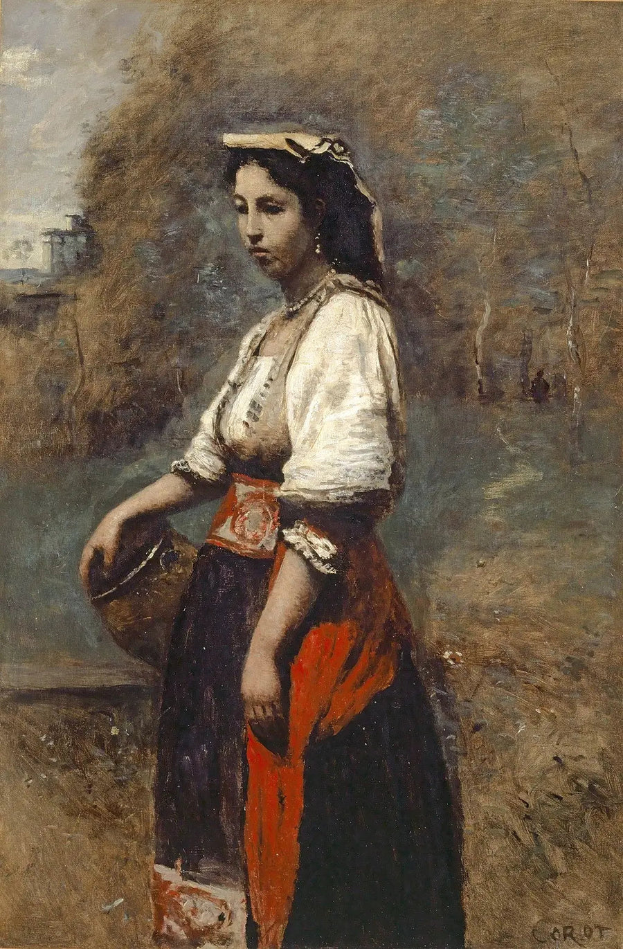 Italiensk ved fontænen - Jean-Baptiste Camille Corot