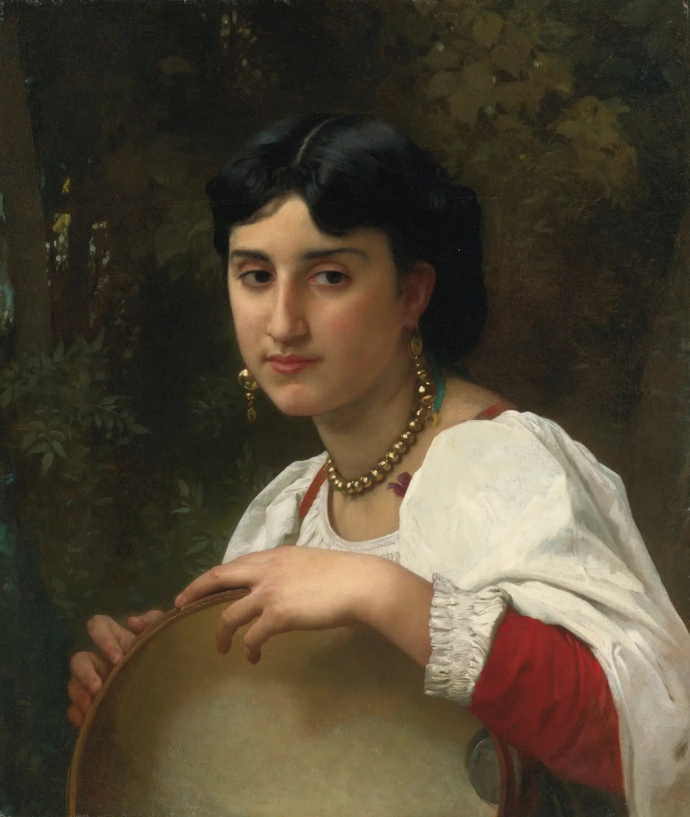 Italienne au tambourin - Bouguereau image 1 copie de tableau peinte à la main
