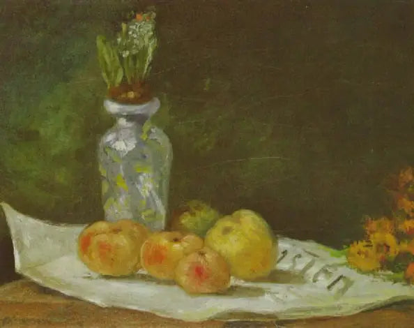 Hyacint og æbler på en avis - Paul Gauguin