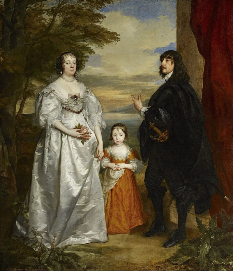 James, syvende greve af Derby, hans dame og hans barn - Antoine van Dyck